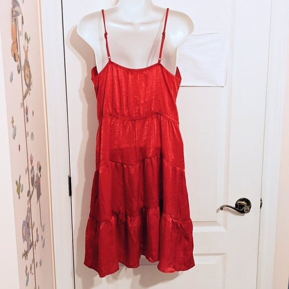 NEW MONTEAU Los Angeles red scallop dress size L @Z - Picture 6 of 12